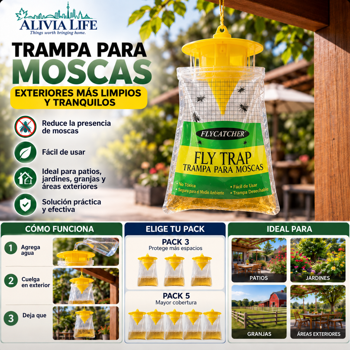 Trampa Exterior para Moscas | Packs 3 y 5