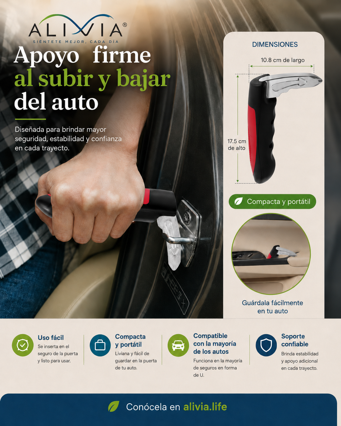 ALIVIA MOBILITY™ Manija de Apoyo para Auto