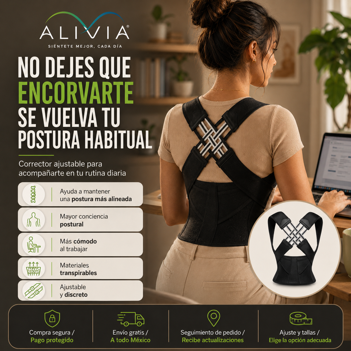 ALIVIA POSTURE™ | Corrector Ajustable de Postura