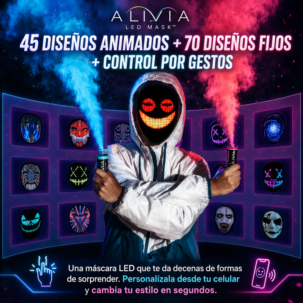 ALIVIA LED MASK™ | Máscara LED Animada por App